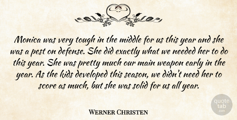 Werner Christen Quote About Developed, Early, Exactly, Kids, Main: Monica Was Very Tough In...
