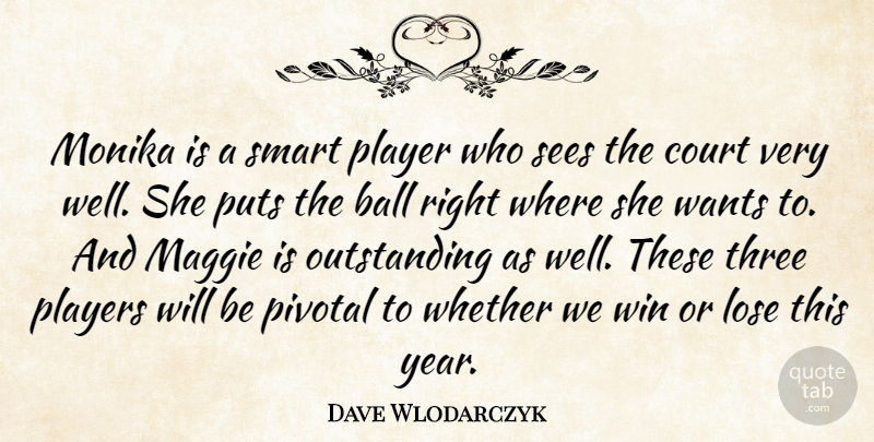 Dave Wlodarczyk Quote About Ball, Court, Lose, Maggie, Pivotal: Monika Is A Smart Player...