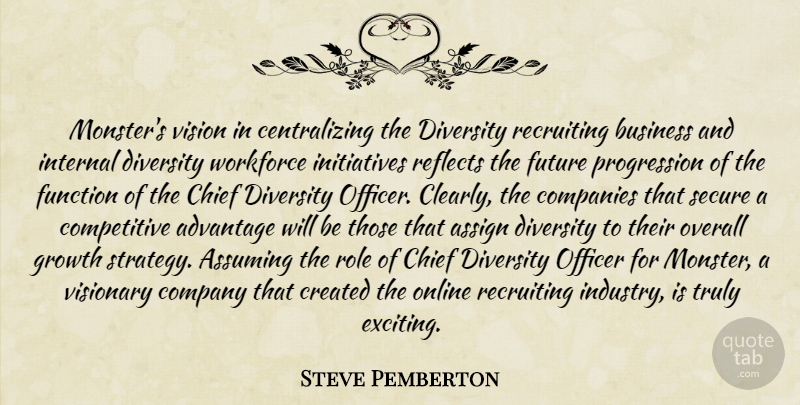 Steve Pemberton Quote About Advantage, Assign, Assuming, Business, Chief: Monsters Vision In Centralizing The...