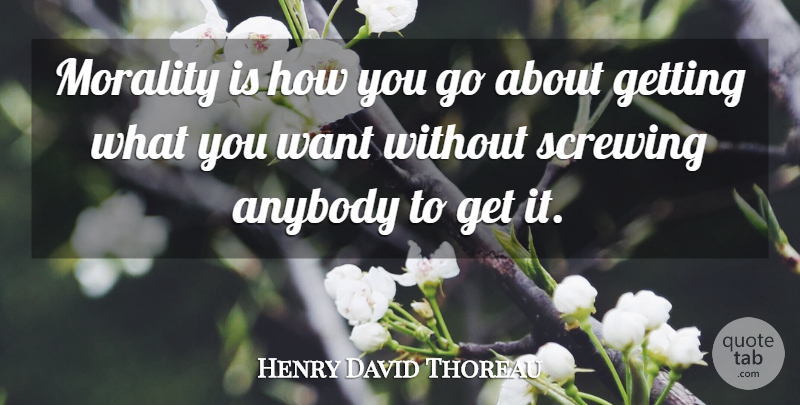 Henry David Thoreau Quote About Want, Getting What You Want, Morality: Morality Is How You Go...