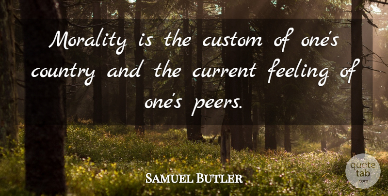 Samuel Butler Quote About Country, Feelings, Peers: Morality Is The Custom Of...