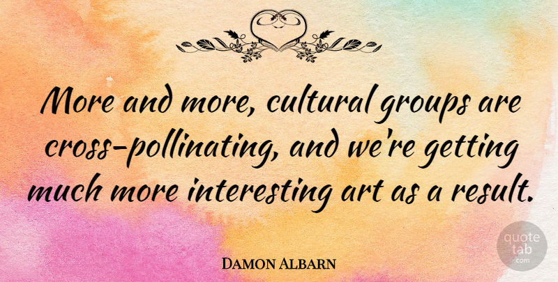 Damon Albarn Quote About Art, Interesting, Groups: More And More Cultural Groups...