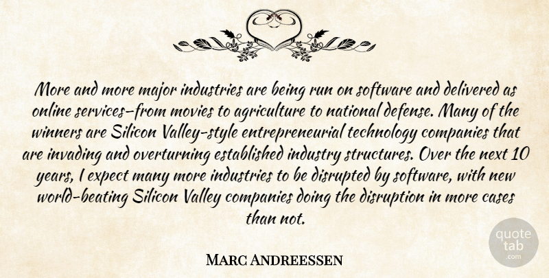 Marc Andreessen Quote About Running, Technology, Years: More And More Major Industries...