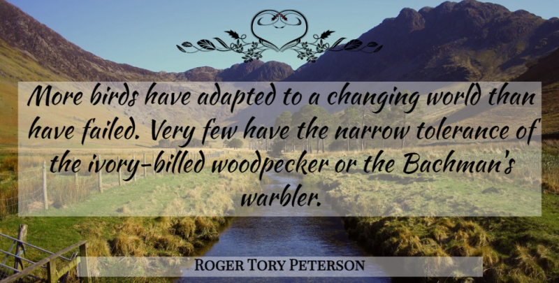 Roger Tory Peterson Quote About Ivory, Bird, Tolerance: More Birds Have Adapted To...