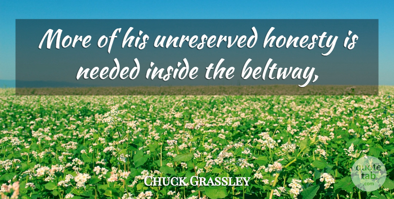 Chuck Grassley Quote About Honesty, Inside, Needed: More Of His Unreserved Honesty...