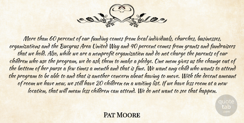 Pat Moore Quote About Amount, Area, Ask, Attend, Bottom: More Than 60 Percent Of...