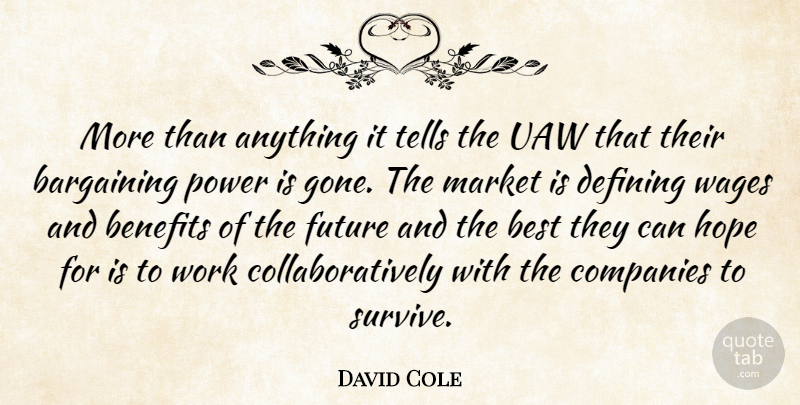 David Cole Quote About Bargaining, Benefits, Best, Companies, Defining: More Than Anything It Tells...