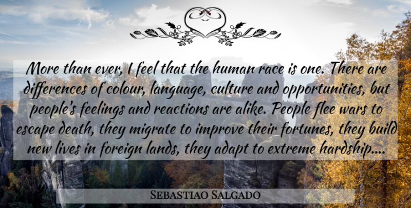 Sebastiao Salgado Quote About War, Opportunity, Race: More Than Ever I Feel...