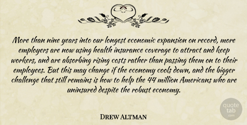 Drew Altman Quote About Attract, Bigger, Challenge, Change, Costs: More Than Nine Years Into...