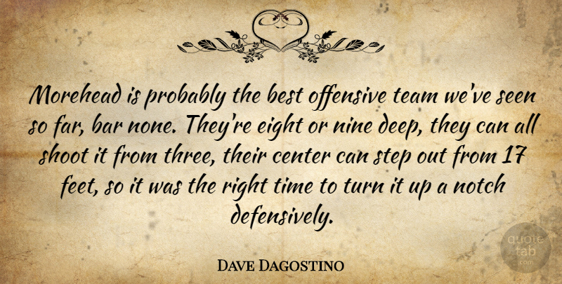 Dave Dagostino Quote About Bar, Best, Center, Eight, Nine: Morehead Is Probably The Best...