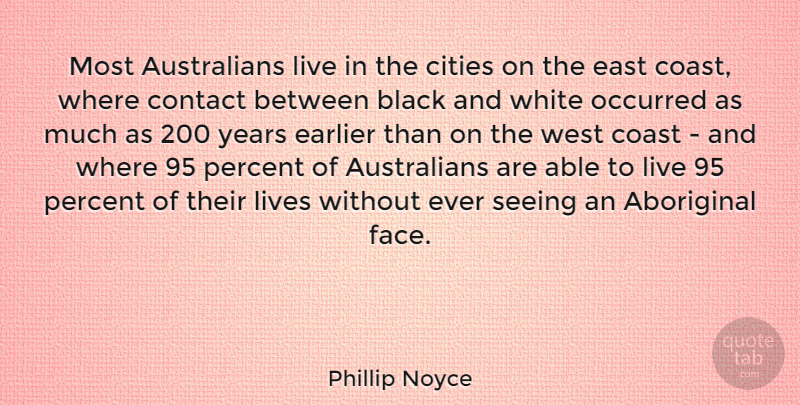 Phillip Noyce Quote About Black And White, Years, Cities: Most Australians Live In The...
