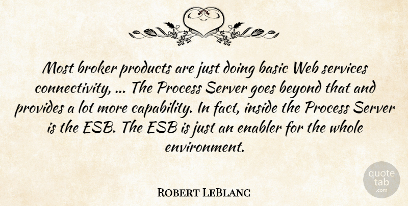 Robert LeBlanc Quote About Basic, Beyond, Goes, Inside, Process: Most Broker Products Are Just...