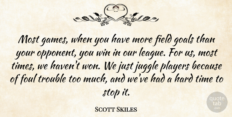 Scott Skiles Quote About Field, Foul, Goals, Hard, Juggle: Most Games When You Have...