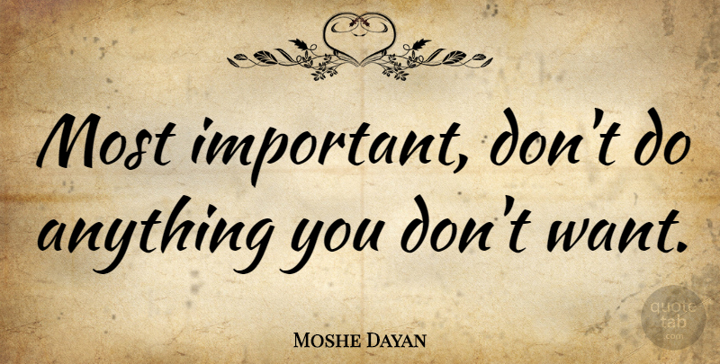Moshe Dayan Quote About Important, Want: Most Important Dont Do Anything...