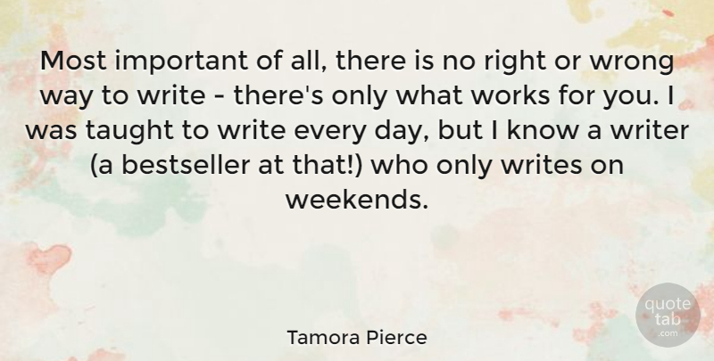 Tamora Pierce Quote About Writing, Weekend, Important: Most Important Of All There...