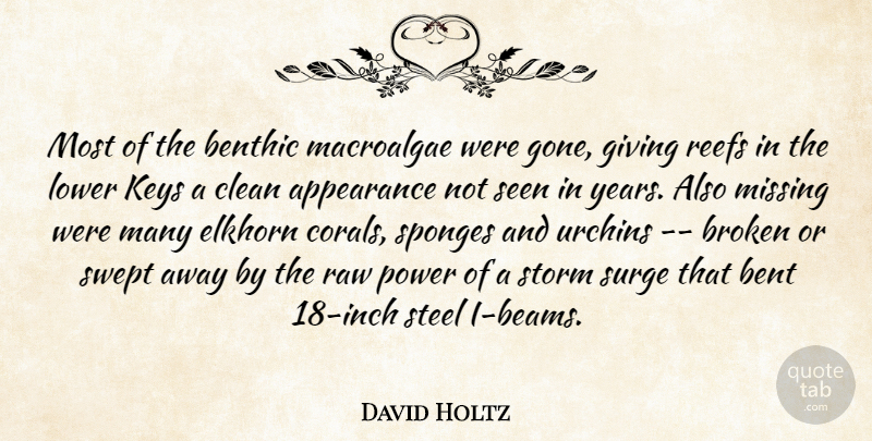 David Holtz Quote About Appearance, Bent, Broken, Clean, Giving: Most Of The Benthic Macroalgae...