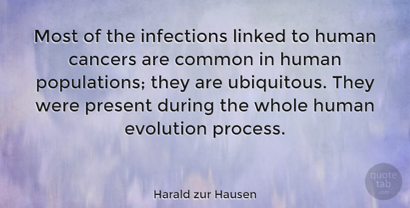 Harald zur Hausen Quote About Cancers, Common, Human, Linked: Most Of The Infections Linked...