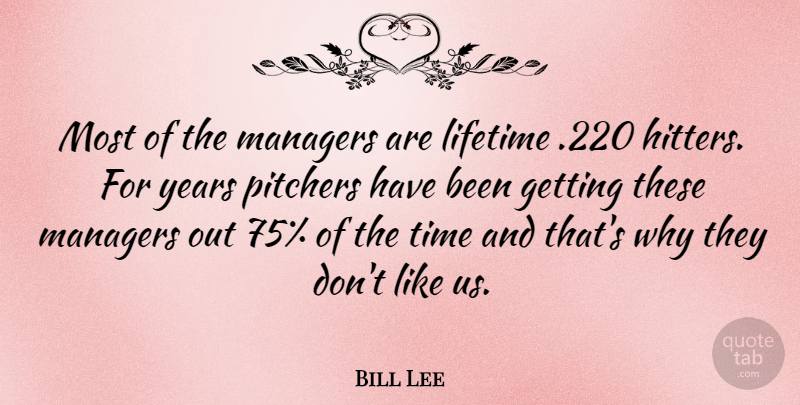 Bill Lee Quote About Managers: Most Of The Managers Are...