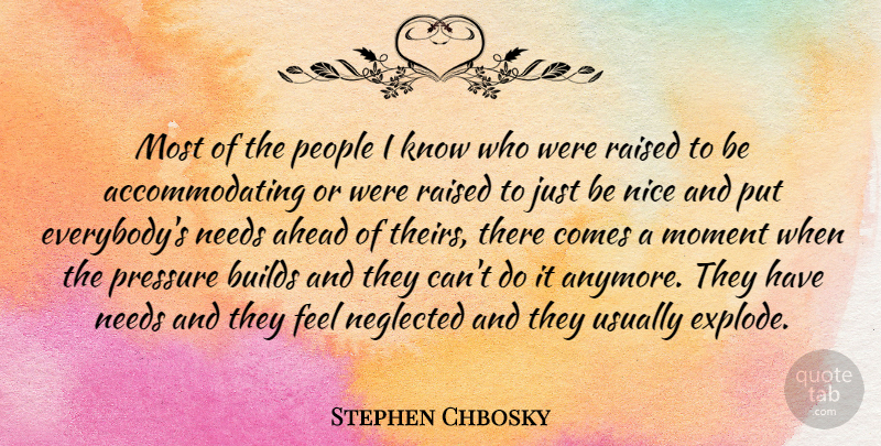 Stephen Chbosky Quote About Nice, People, Needs: Most Of The People I...