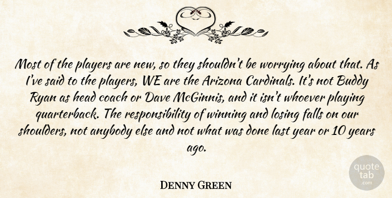 Denny Green Quote About Anybody, Arizona, Buddy, Coach, Dave: Most Of The Players Are...
