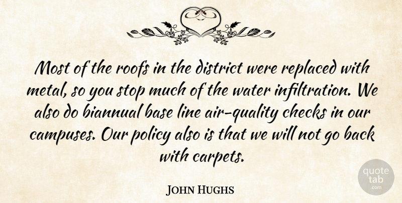 John Hughs Quote About Base, Checks, District, Line, Policy: Most Of The Roofs In...