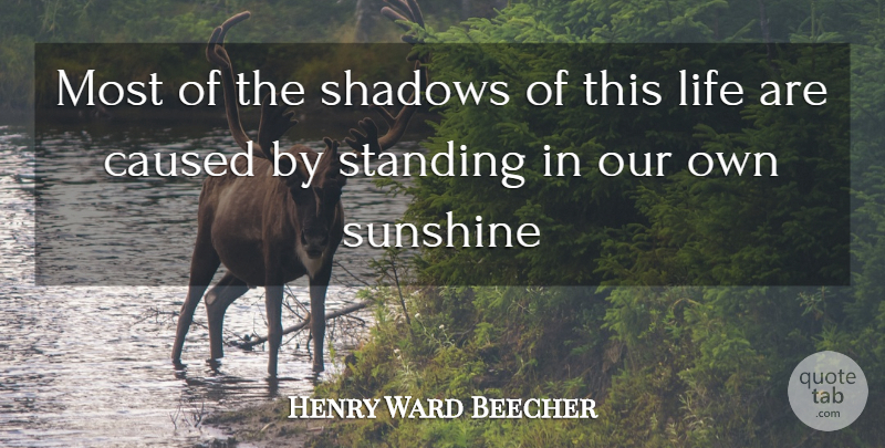 Henry Ward Beecher Quote About Caused, Life, Shadows, Standing, Sunshine: Most Of The Shadows Of...