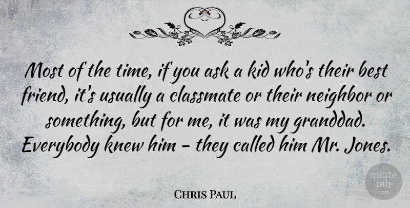 Chris Paul Quote About Ask, Best, Everybody, Kid, Knew: Most Of The Time If...