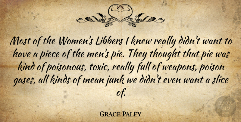 Grace Paley Quote About Full, Junk, Kinds, Knew, Men: Most Of The Womens Libbers...