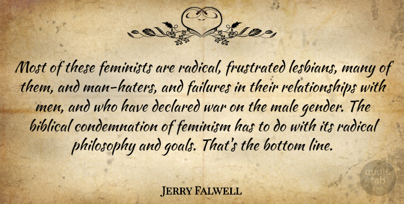Jerry Falwell Quote About Philosophy, War, Biblical: Most Of These Feminists Are...