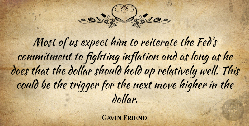 Gavin Friend Quote About Commitment, Dollar, Expect, Fighting, Higher: Most Of Us Expect Him...