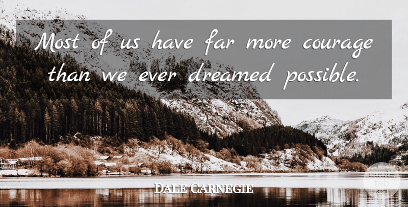 Dale Carnegie Quote About Courage, Dreamed, Far: Most Of Us Have Far...