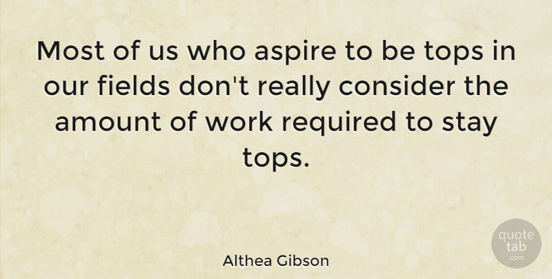 Althea Gibson Quote About Fields, Aspiration, Amount: Most Of Us Who Aspire...