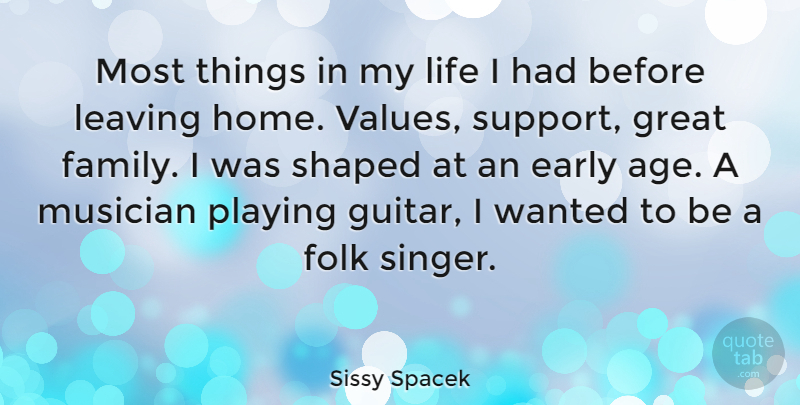 Sissy Spacek Quote About Home, Guitar, Support: Most Things In My Life...