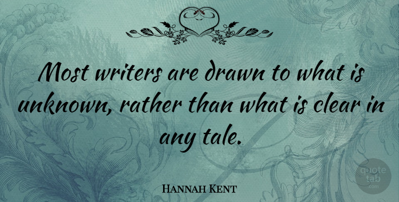 Hannah Kent Quote About Drawn, Writers: Most Writers Are Drawn To...
