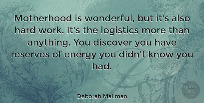 Deborah Mailman Quote About Hard Work, Motherhood, Over You: Motherhood Is Wonderful But Its...