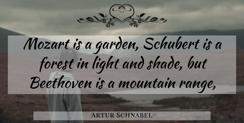 Artur Schnabel Quote About Garden, Mountain Ranges, Light: Mozart Is A Garden Schubert...