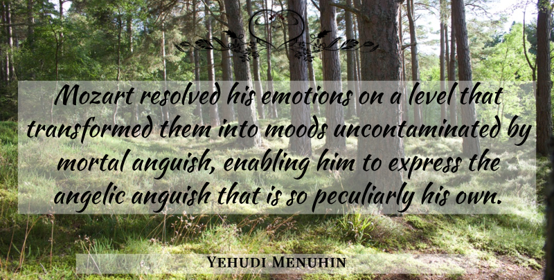 Yehudi Menuhin Quote About Enabling, Levels, Emotion: Mozart Resolved His Emotions On...