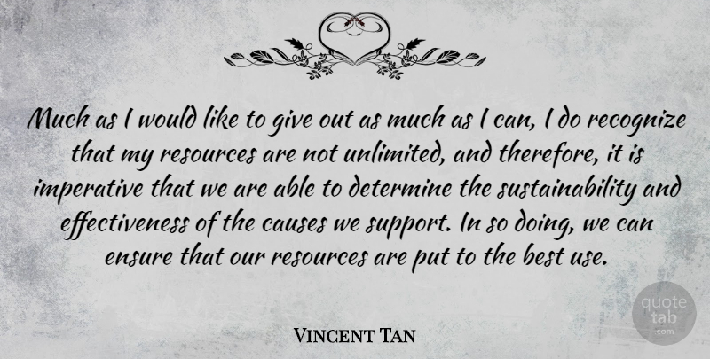 Vincent Tan Quote About Best, Causes, Determine, Ensure, Imperative: Much As I Would Like...