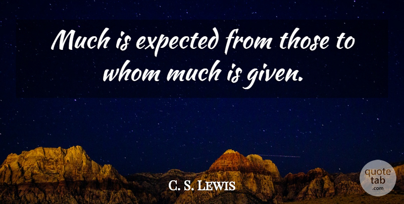 C. S. Lewis Quote About Given, Philanthropy Giving, Expected: Much Is Expected From Those...