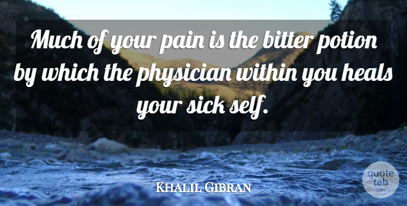 Khalil Gibran Quote About Pain, Self, Sick: Much Of Your Pain Is...