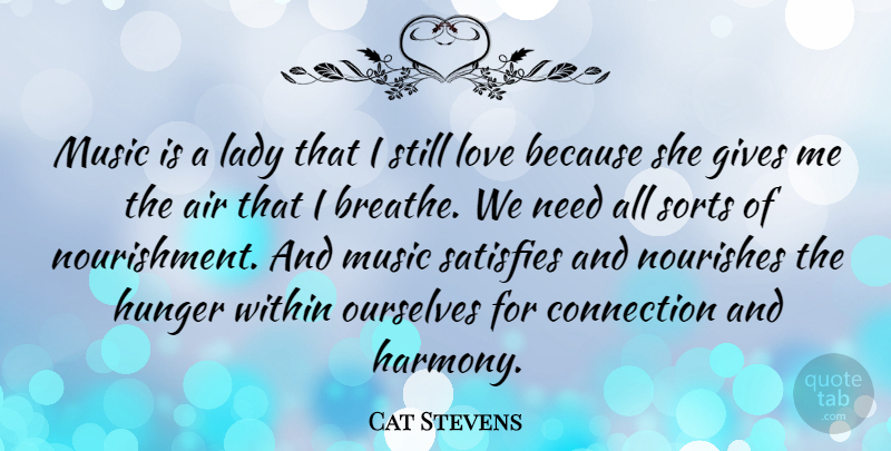 Cat Stevens Quote About Air, Giving, Connections: Music Is A Lady That...
