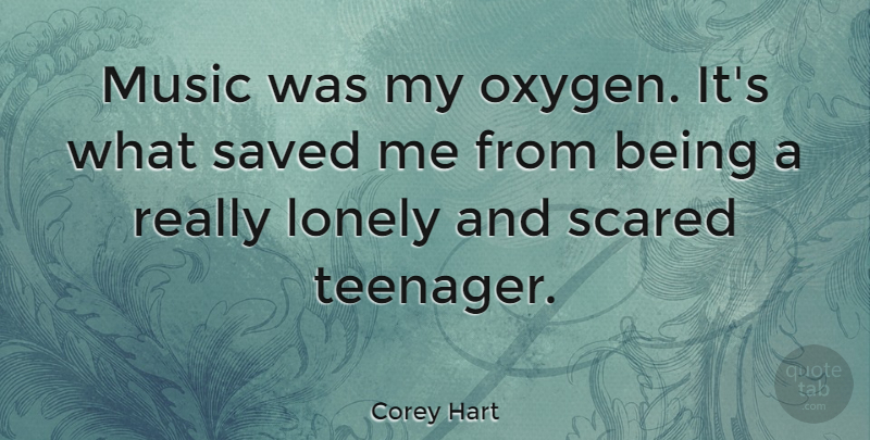 Corey Hart Quote About Lonely, Teenager, Oxygen: Music Was My Oxygen Its...
