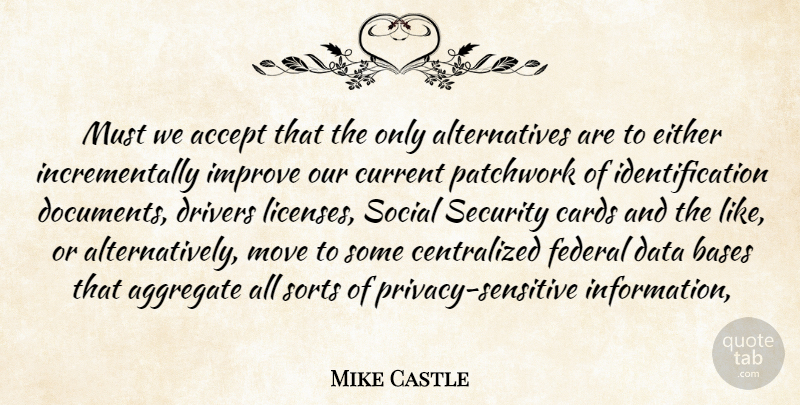 Mike Castle Quote About Accept, Aggregate, Bases, Cards, Current: Must We Accept That The...