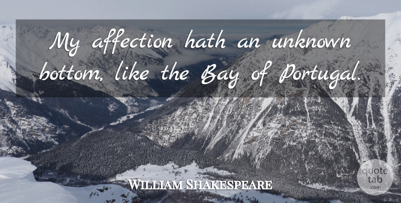 William Shakespeare Quote About Portugal, Affection, You Like It: My Affection Hath An Unknown...
