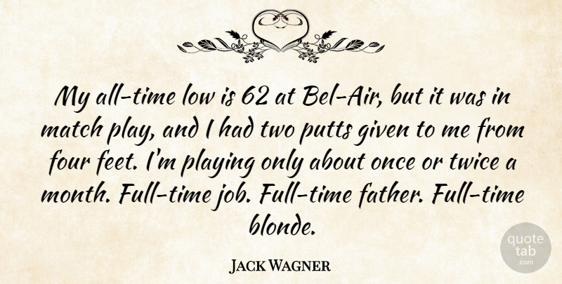 Jack Wagner Quote About Jobs, Father, Air: My All Time Low Is...