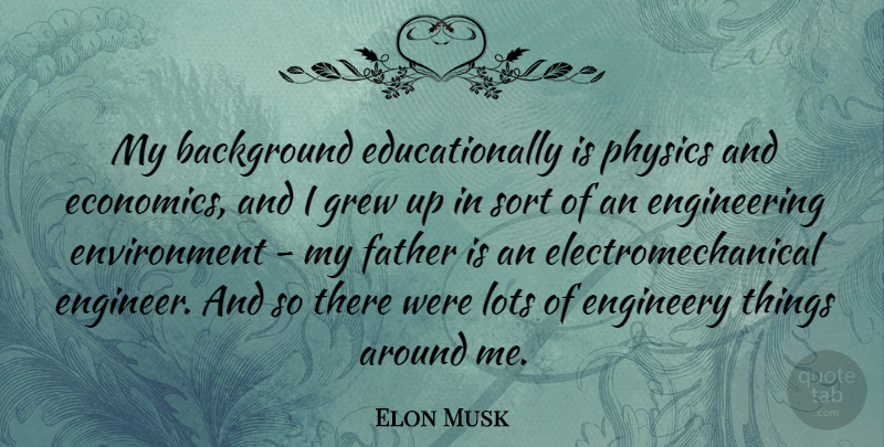 Elon Musk Quote About Father, Engineering, Physics: My Background Educationally Is Physics...
