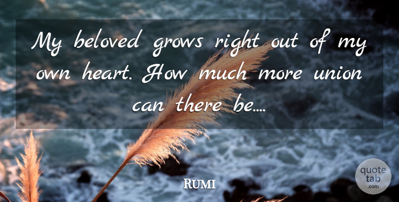Rumi Quote About Heart, Unions, Beloved: My Beloved Grows Right Out...