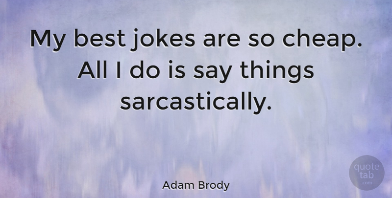 Adam Brody Quote About Jokes: My Best Jokes Are So...