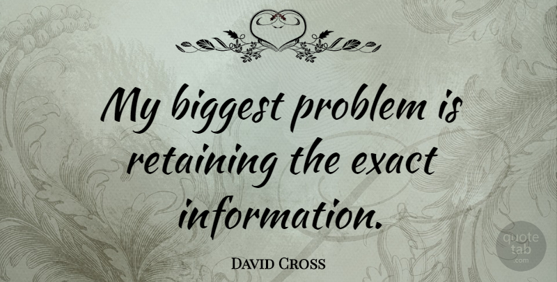 David Cross Quote About Reality, Information, Problem: My Biggest Problem Is Retaining...
