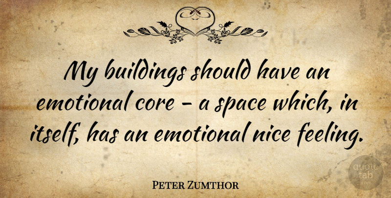 Peter Zumthor Quote About Buildings, Core: My Buildings Should Have An...